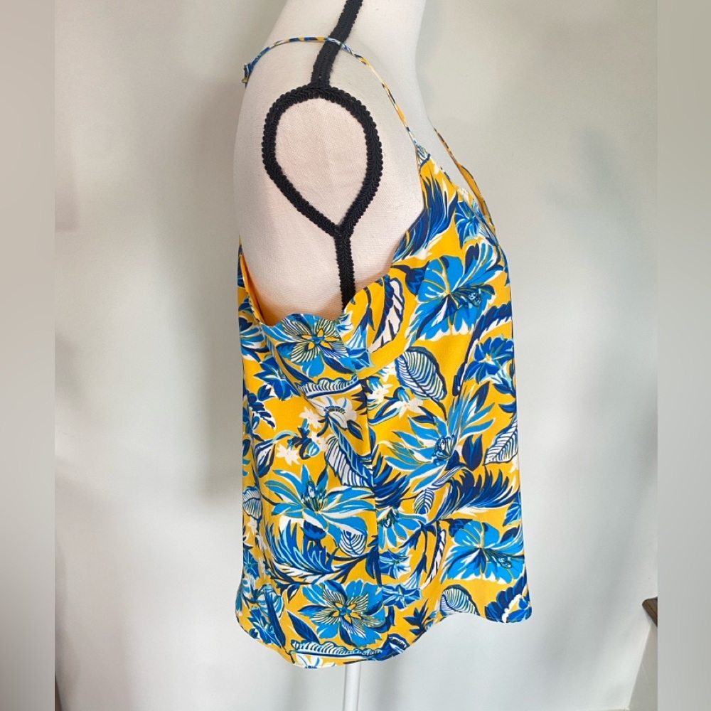 J. Crew Floral scalloped spaghetti strap cami top size 8 Blue Yellow - Picture 8 of 17